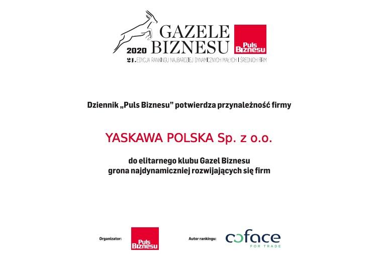 YASKAWA Polska Gazelą Biznesu 2020