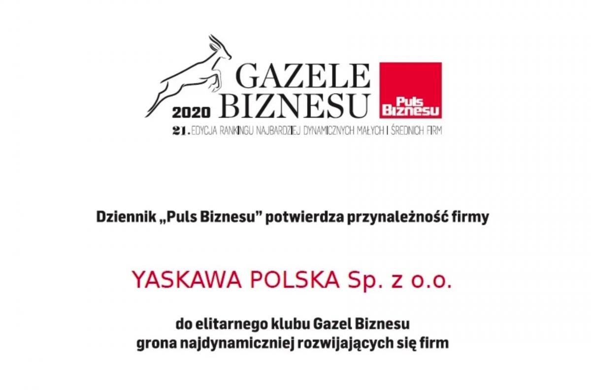 Yaskawa Polska z tytułem Gazela Biznesu 2022